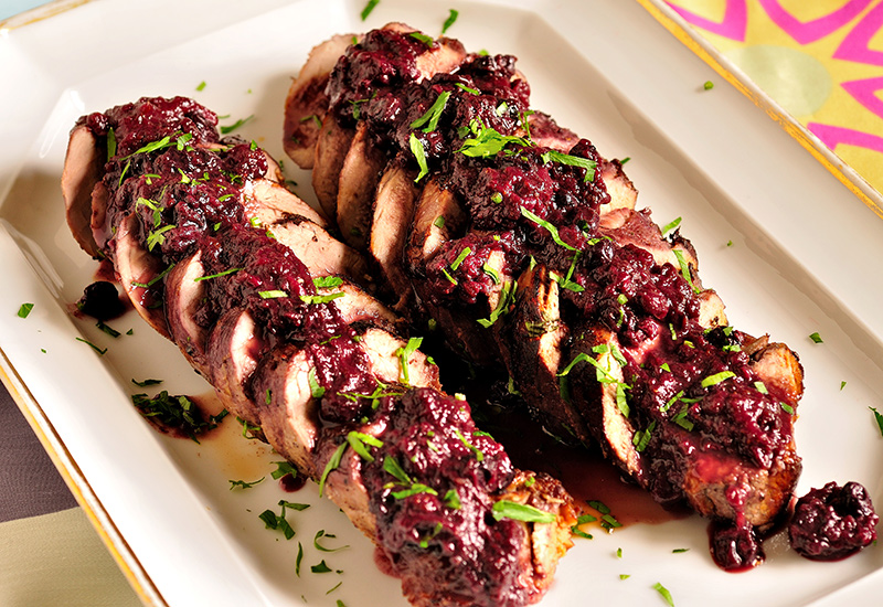 Grilled Pork Tenderloin with Balsamic Berry Sauce