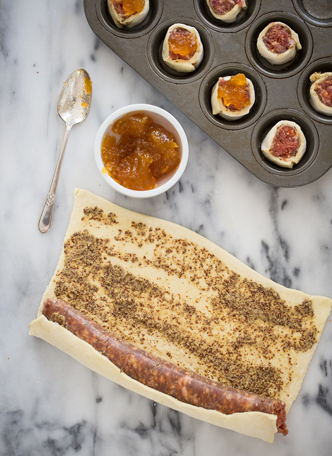 Sausage Pastry Appetizer Prep