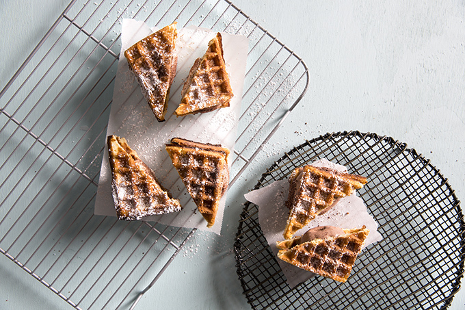 Waffle Ice Cream Sandwich Overhead