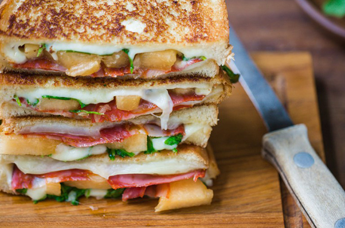 Kiss Melon Grilled Cheese Closeup