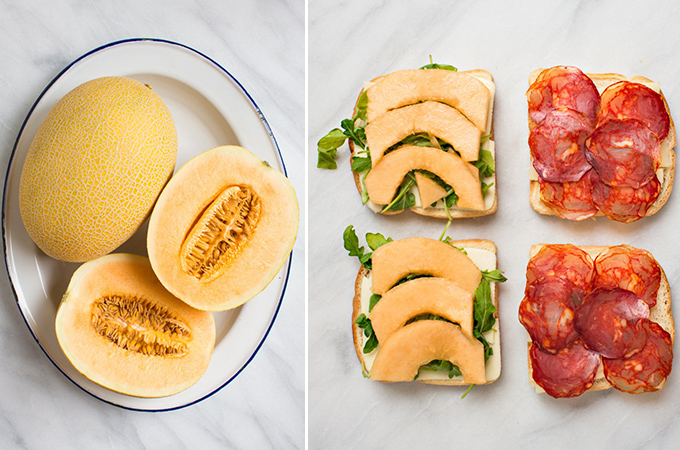 Kiss Melon Grilled Cheese Setup