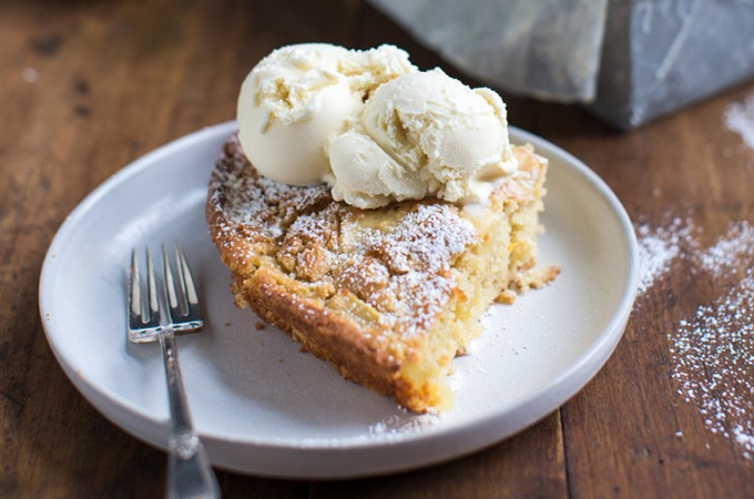 Apple Skillet Cake with Ice Cream