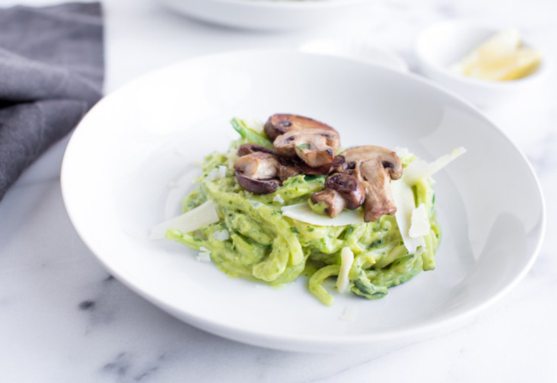 Zucchini Pasta with Avocado Herb Cream Sauce