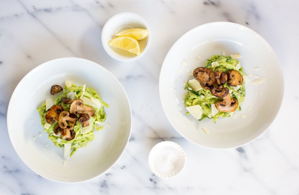 Zucchini Pasta with Avocado Herb Cream Sauce