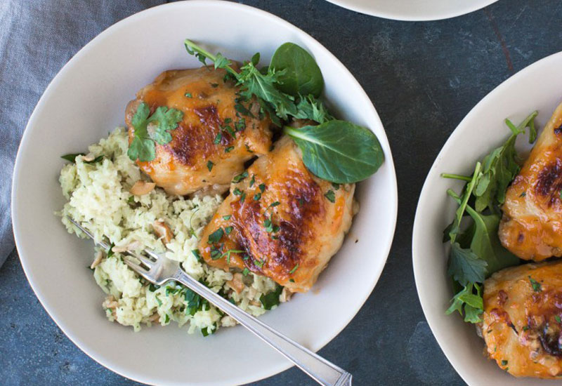 Apricot Chicken with Cashew Cauliflower Rice