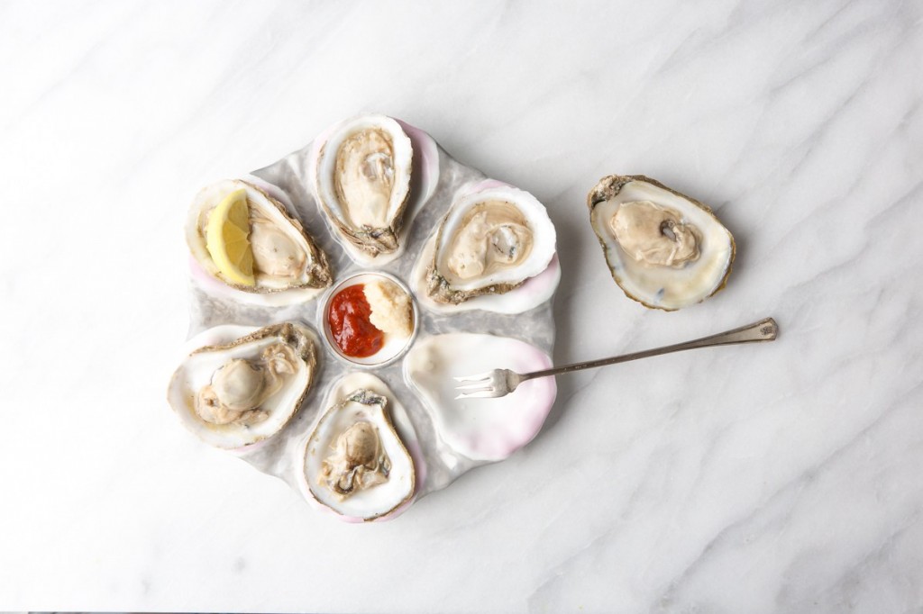 Oysters being served on a plate