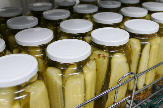 Pickles in jars