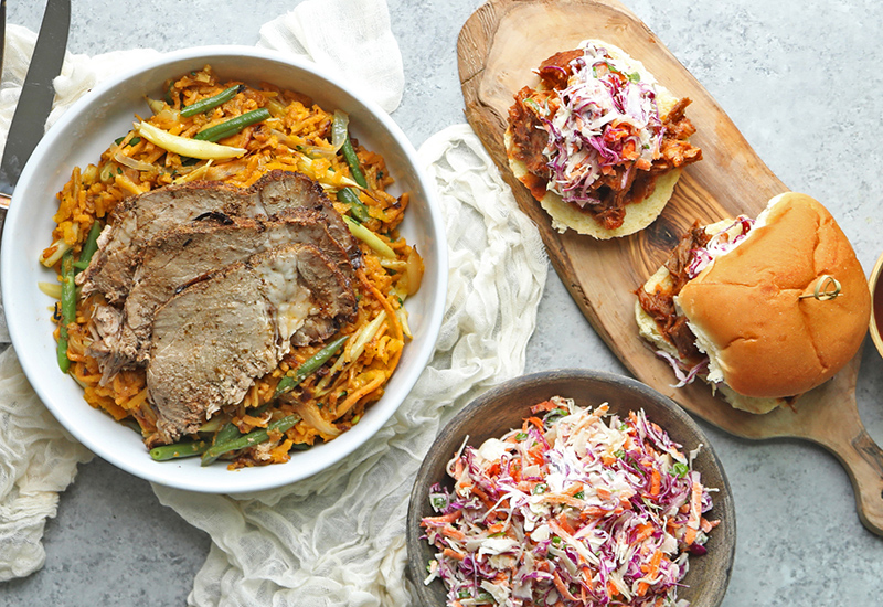 Herb Pork Roast and BBQ Pork Sandwiches