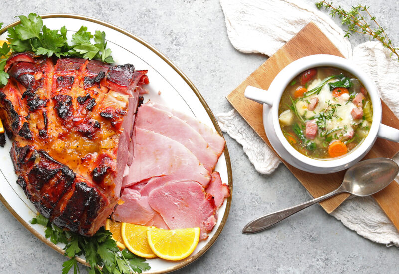 Sweet Honey-Pineapple Glazed Ham and Ham and Bean Soup