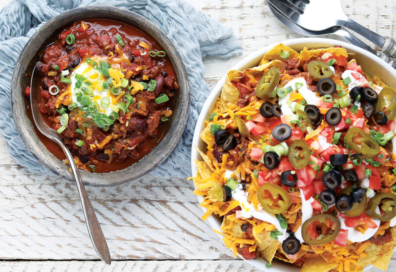 Chili con Carne and Loaded Chili Cheese Nachos