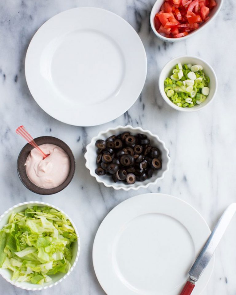 Enchilada Toppings in Bowls