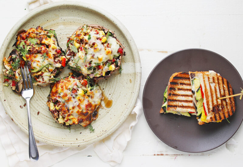 Stuffed Portabellas and Portabella and Veggie Paninis