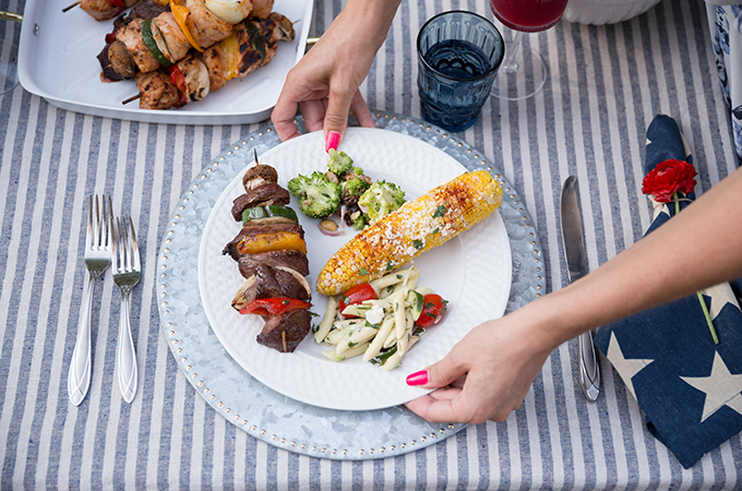 Fourth of July place setting & food