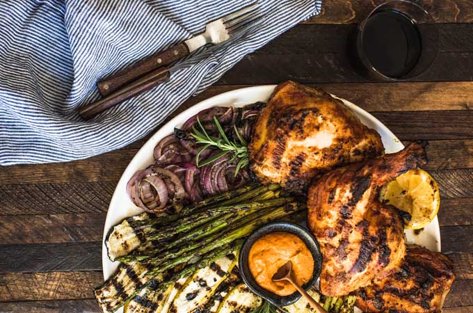 Romesco Sauce on Chicken with Spanish Red Wine