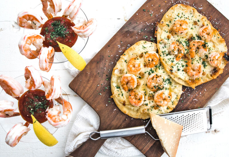Shrimp Cocktail and Shrimp Flatbread Appetizers