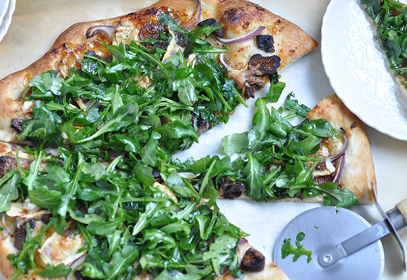 Pizza with Fig, Brie and Arugula