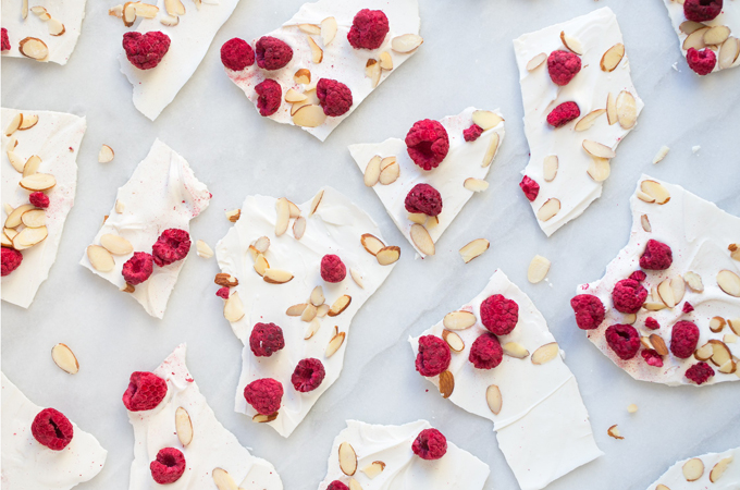White chocolate raspberry bark