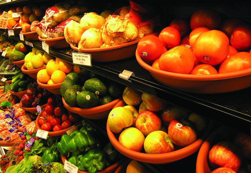 Shlef of Organic Fruits and Vegetables