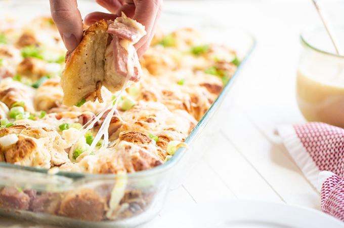 Piece of Ham and Cheese Monkey Bread