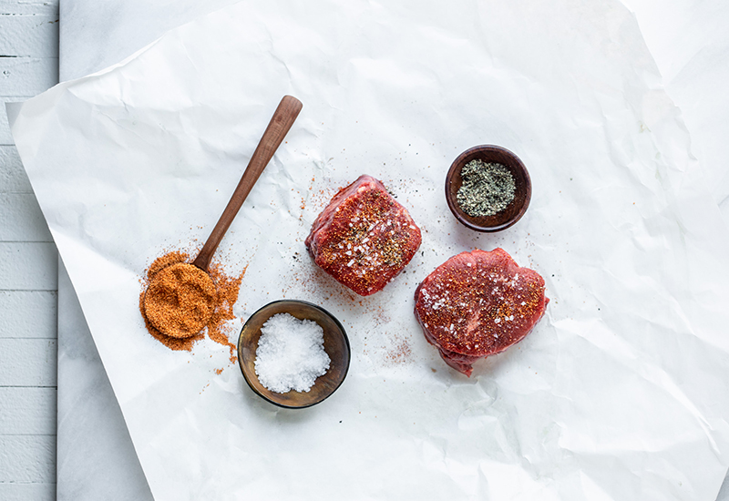 Raw Filet Mignon with Seasonings