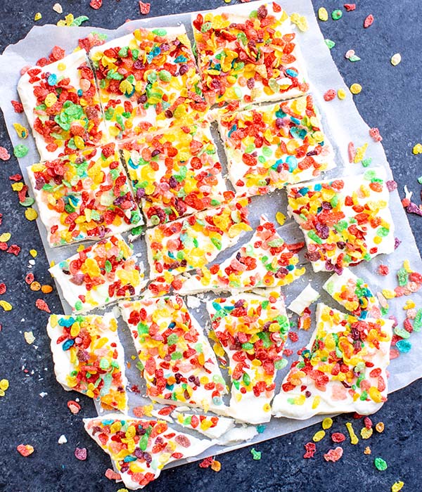 Greek Yogurt Bark on a Tray Very Colorful