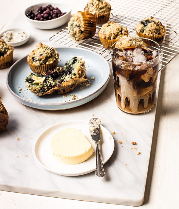 Blueberry Muffins with a Cup of Coffee