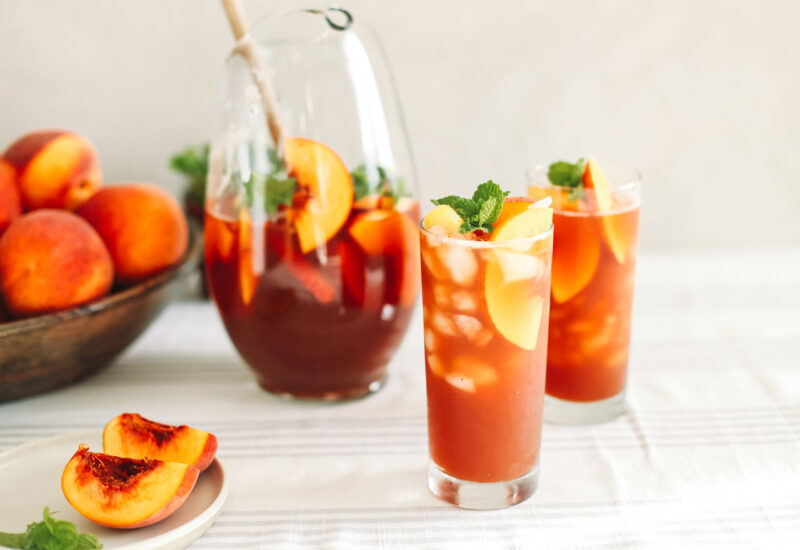 Classic Refreshing Summer Mint Peach Iced Cold Tea