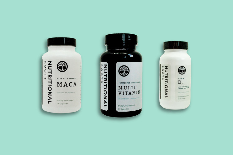 Nutritional Roots Supplements on a teal background