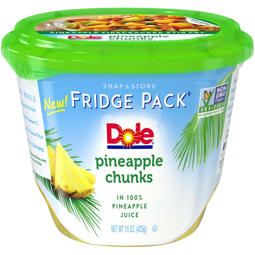 Dole pineapple chunks fruit cup.