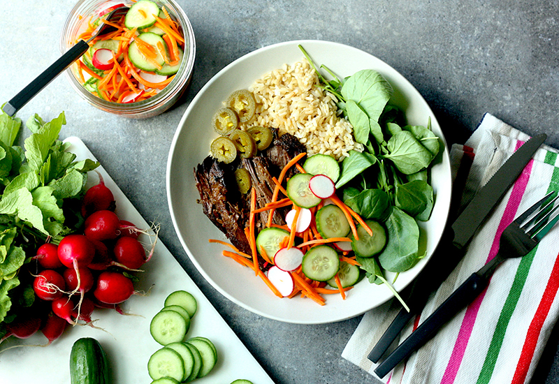 Slow Cooker Beef Bahn Mi Bowls