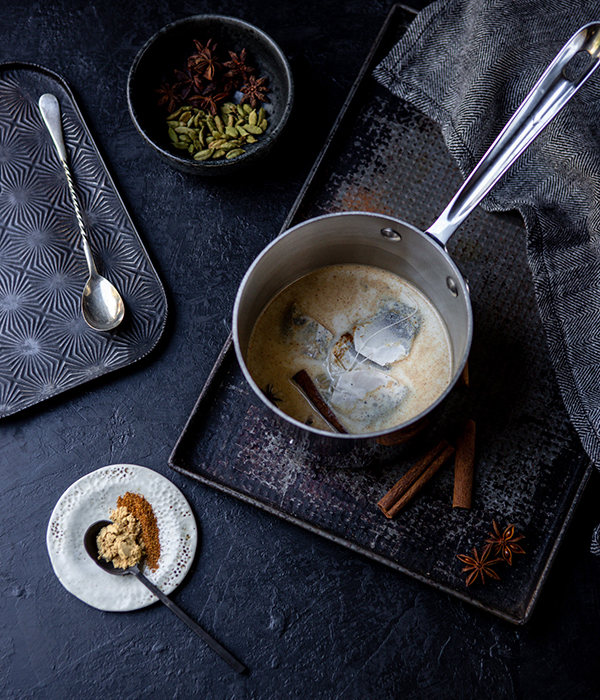 Chai Ingredients with Saucepan