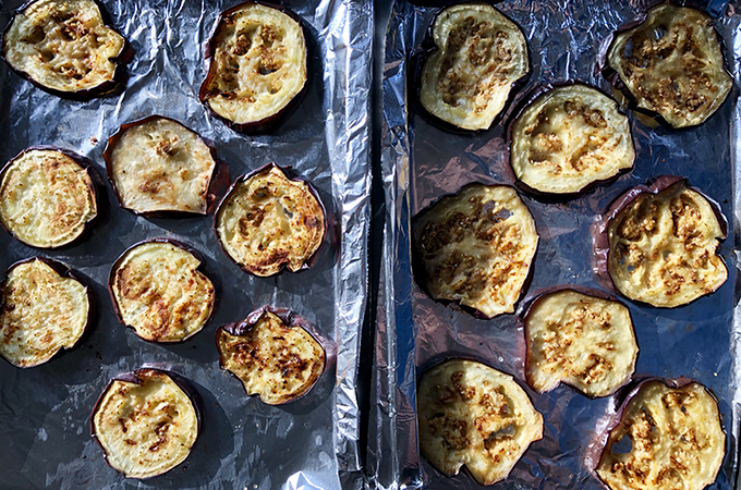 Sliced Eggplant on a Tray