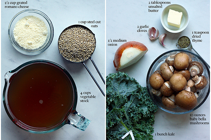 Steel Cut Oat Risotto Mushrooms Kale Ingredients