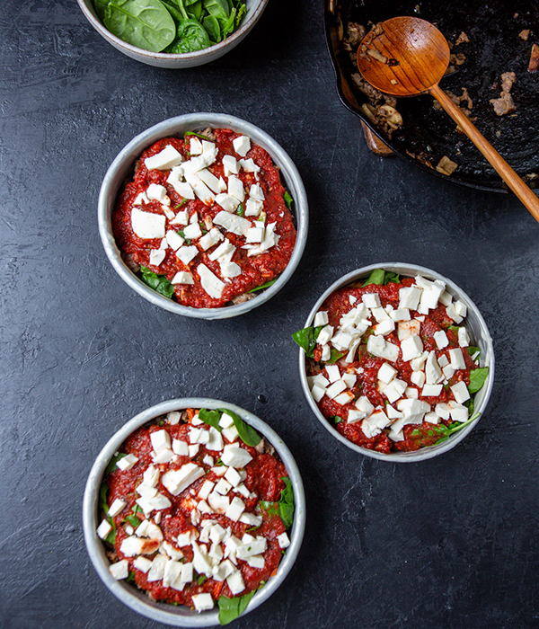 Uncooked Pizza Pot Pies in Bowls