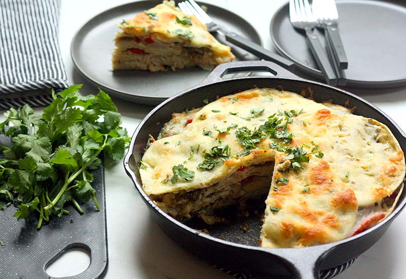 Green Chicken Enchilada Casserole