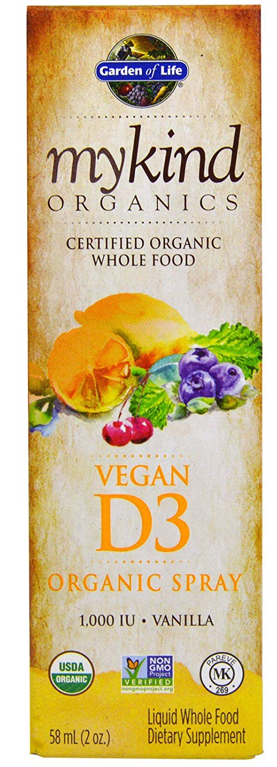 Package of Garden of Life Mykind organics D3 spray.