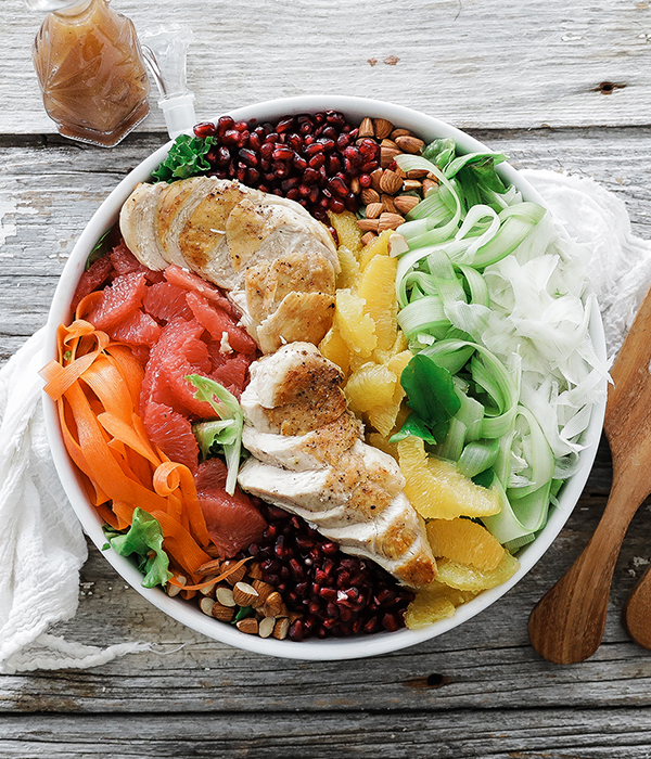 Citrus Salad with Shaved Carrots and Chciken