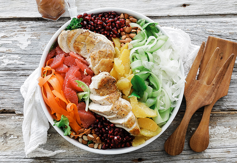 Citrus Salad with Chicken and Shaved Vegetables