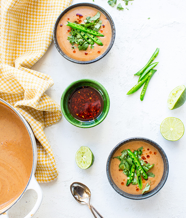 Thai Red Lentil Soup in 2 Bowls