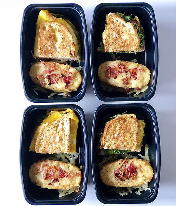 Heinen's Fondue Blend Meal Prepped Sandwiches and Hashrowns