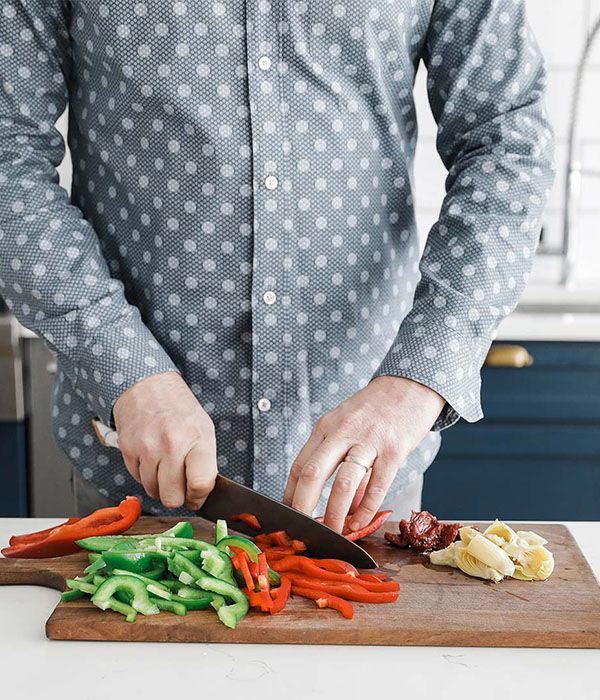 Chicken with Artichokes and Roasted Pepper Relish Chopping Vegetables