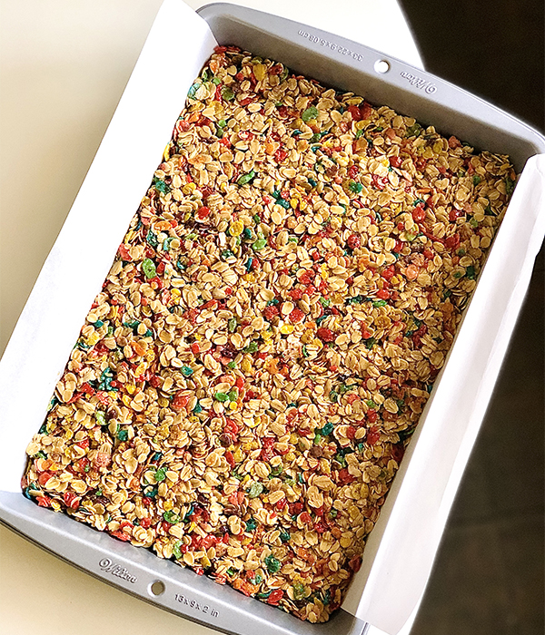 No Bake Cereal Granola Bars In Pan