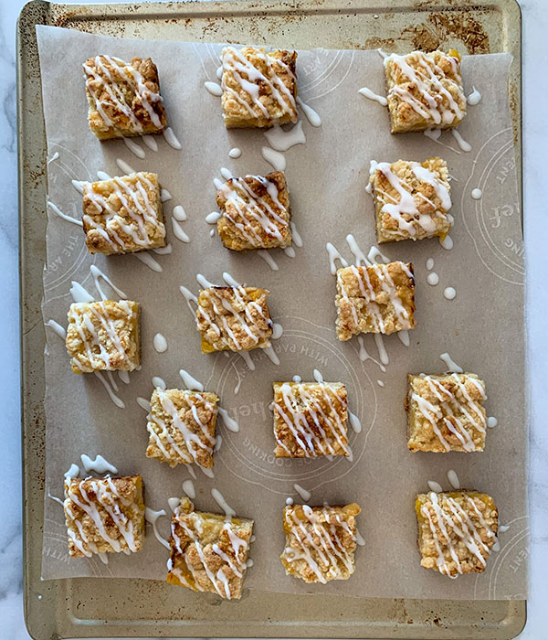 Peaches & Cream Bars on Tray
