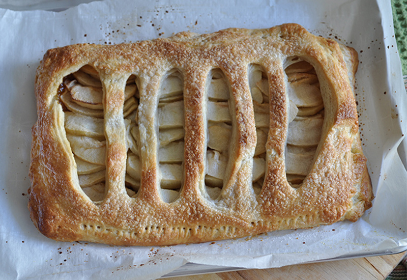 Apple Jalousie with Marsala Mascarpone Cream