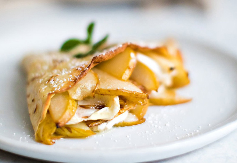 Brie and Butter Pear Sautéed Crêpes