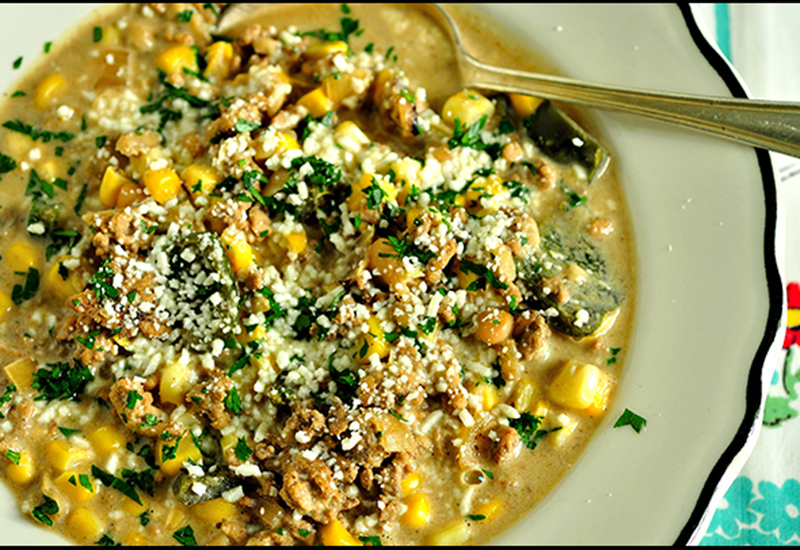 Chicken Chili with Poblano and Corn