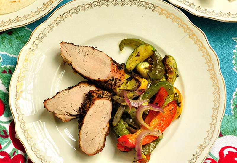Grilled Herbed Pork Tenderloin with Grilled Vegetables
