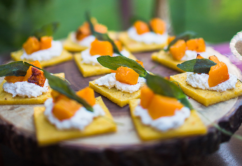 Polenta Crostini with Butternut Squash, Ricotta and Sage