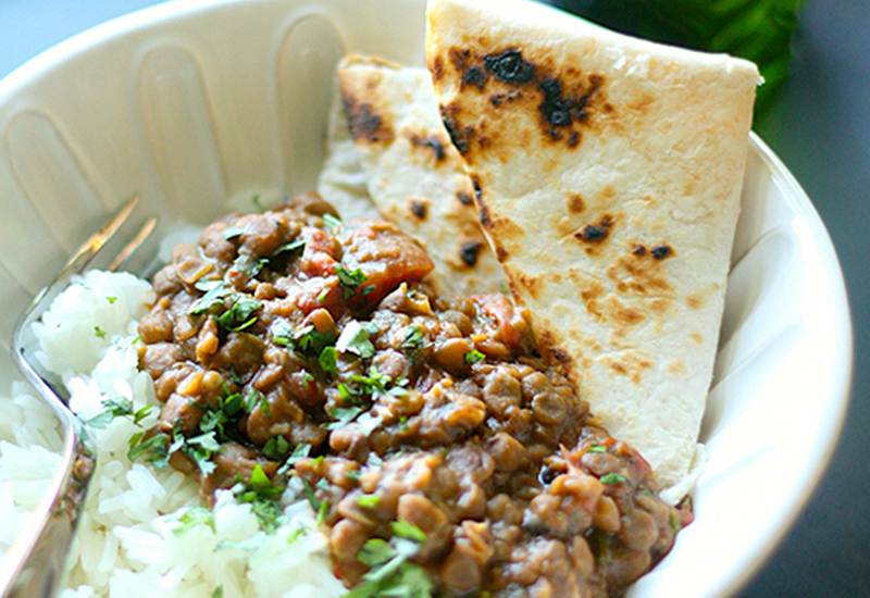 Slow Cooker Masala Lentil Dal + Rice