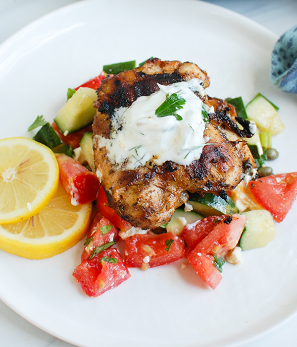 Mediterranean Grilled Chicken with Dill Greek Yogurt Sauce